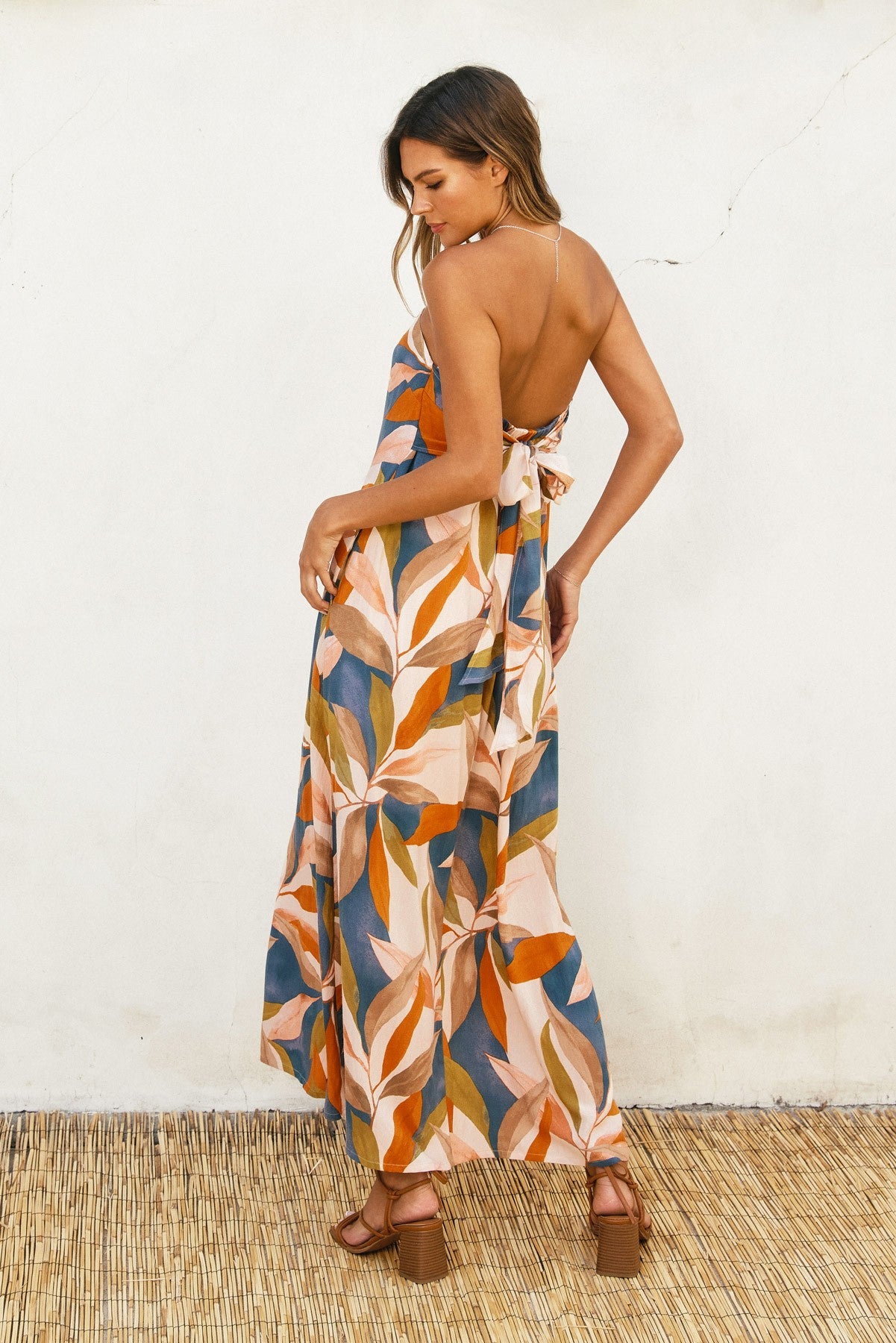 Destinations Strapless Tie Back Maxi Dress