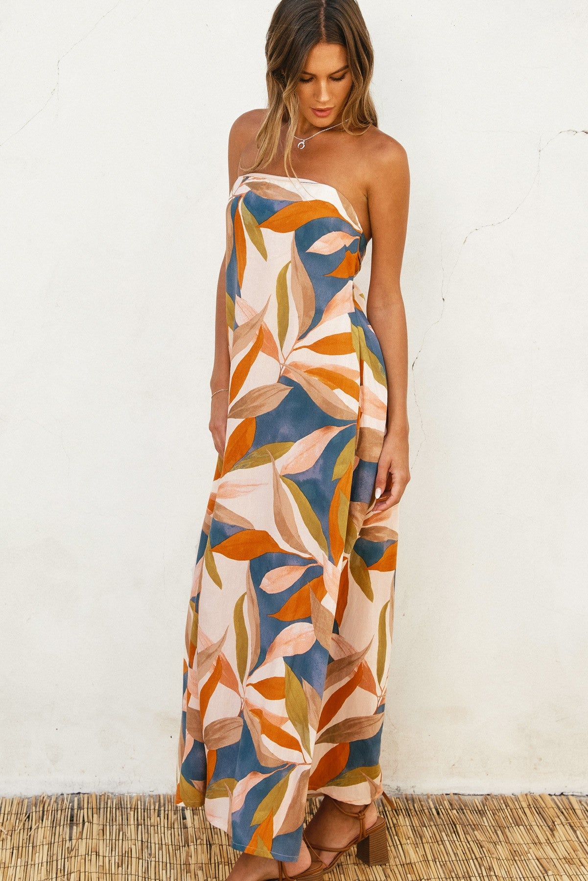 Destinations Strapless Tie Back Maxi Dress