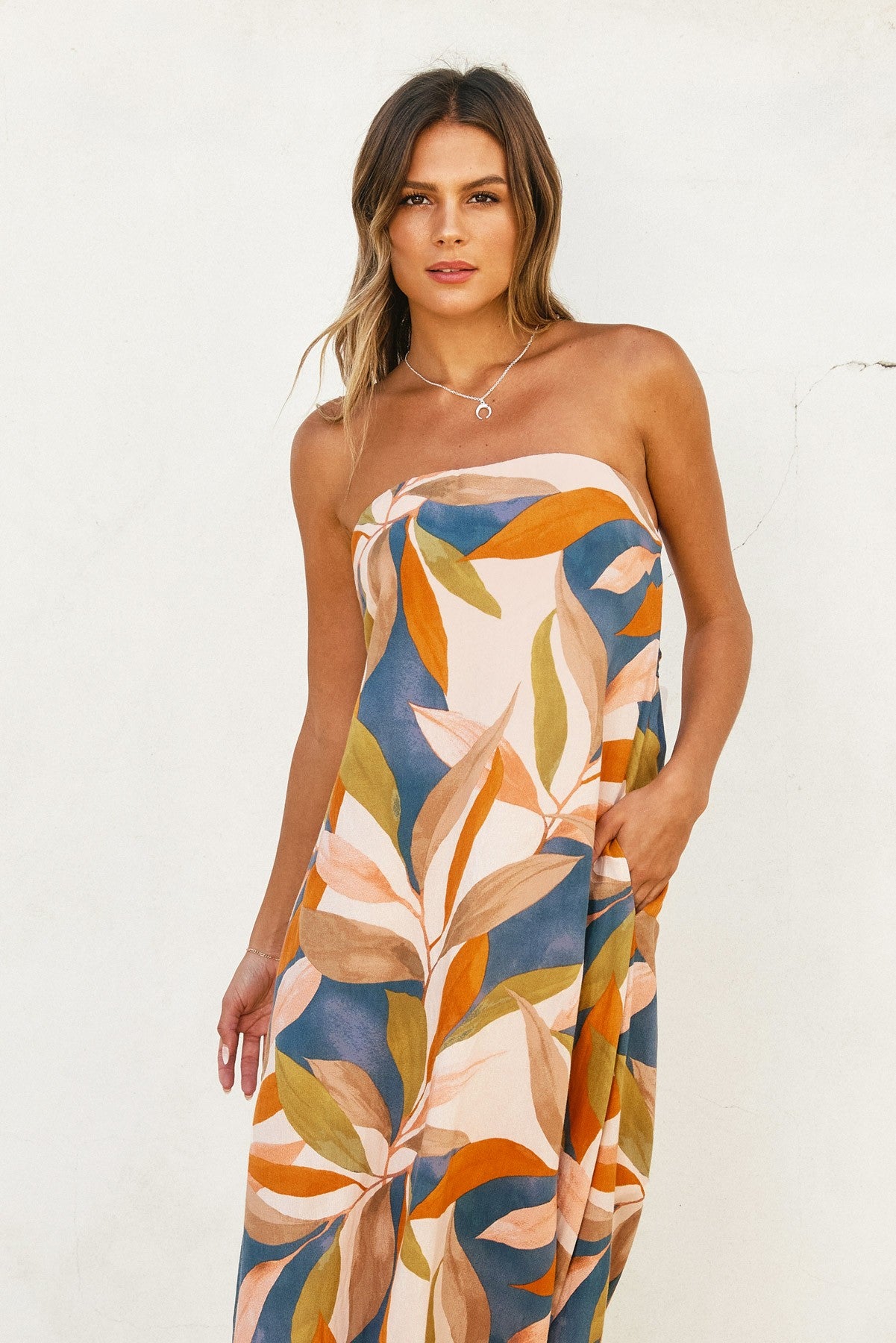 Destinations Strapless Tie Back Maxi Dress