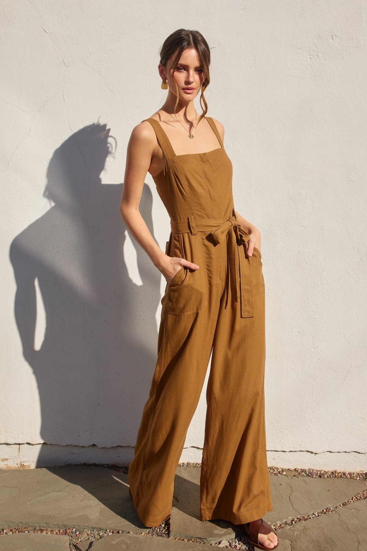 Heaven Sent Straight Neck Wide Leg Jumpsuit