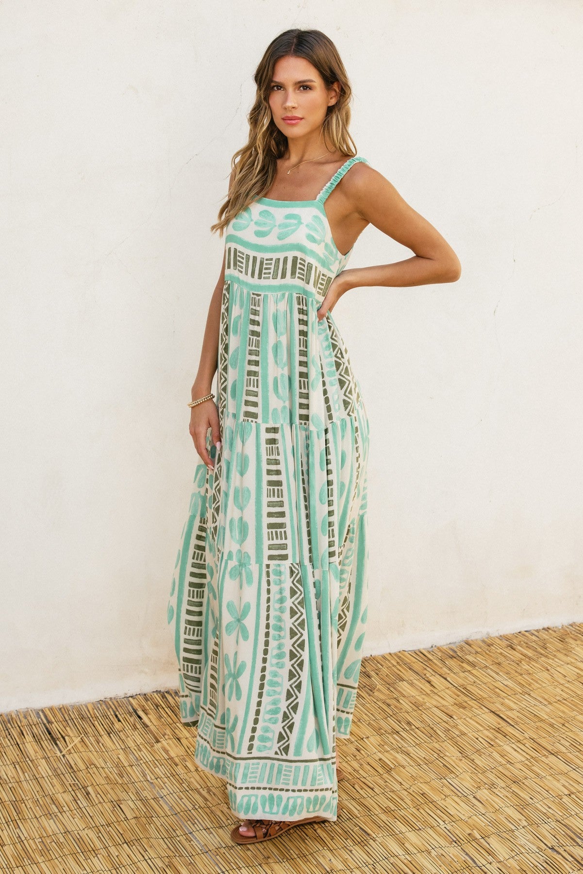 Island Time Babydoll Tiered Maxi Dress