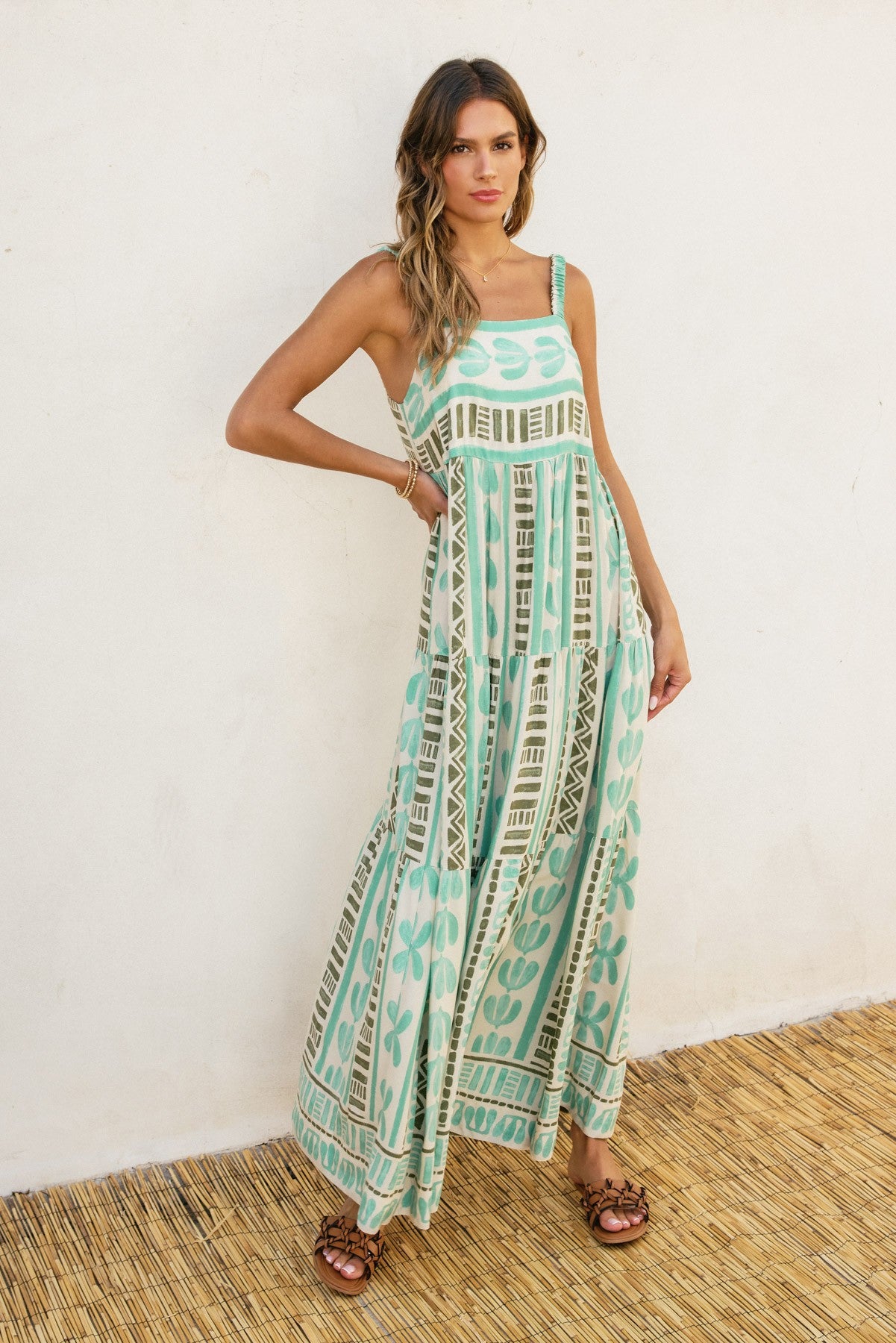 Island Time Babydoll Tiered Maxi Dress